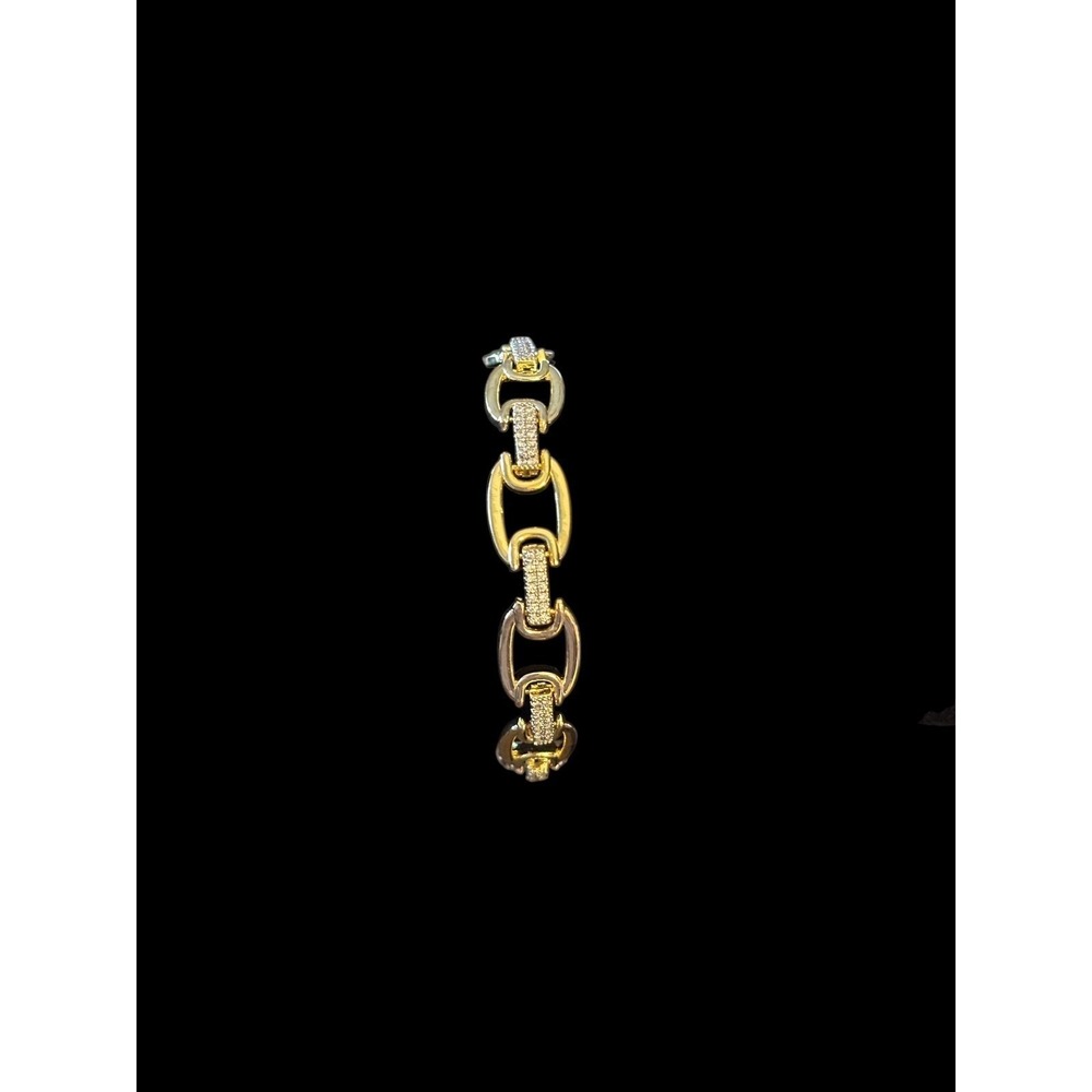 New Adina Eden Gold Tone Pavé Link Bracelet Clear Crystal Chain 6 1/2" statement - Picture 5 of 6